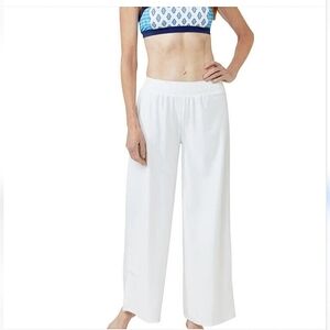 CABANA LIFE White Palazzo-Smock Waist-Side Slit-Cover Up Pants Size XL UPF 50 +